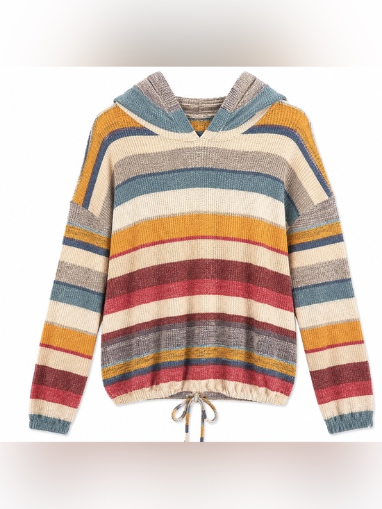 Signature Studio Tops - Signature studio multicolor striped hooded top